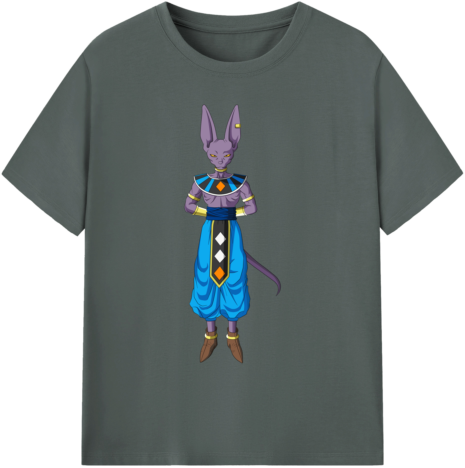 （画像用） ドラゴンボール ビルス 破壊神ビルス DRAGON BALL Beerus Birusu 綿100％ メンズ半袖Tシャツ｜肌触りやわらか＆通気性